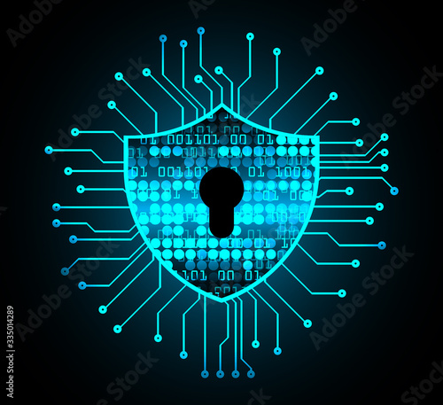 Closed Padlock on digital background, cyber security
