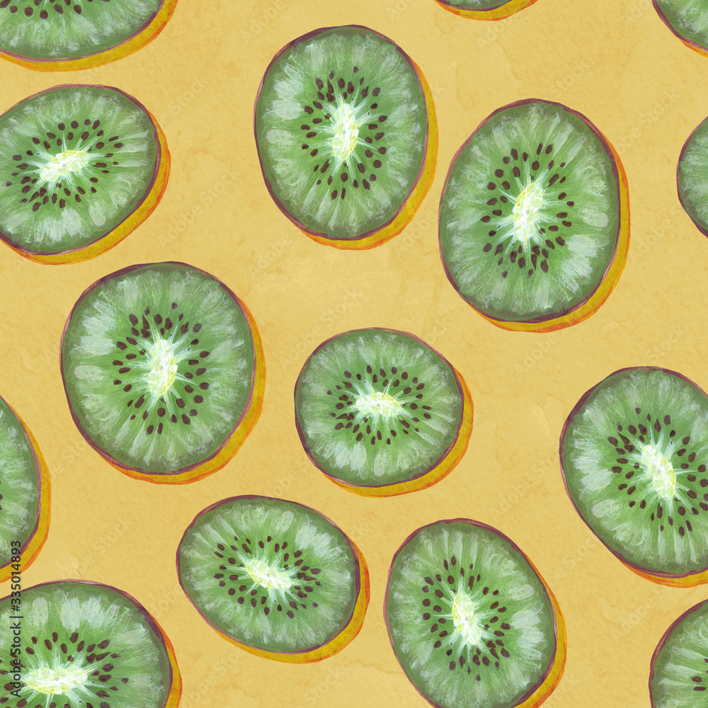Seamless pattern with fruits, kiwi. Design for wallpaper, background, fabric, textile, cafe, restaurant, resort, exotic, packaging. Seamless pattern with fruits, kiwi. Design for wallpaper, background, fabric, textile, cafe, restaurant, resort, exotic, packaging.