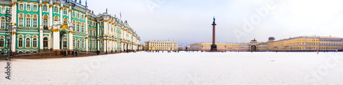 Panorama of winter Palace Square with a view of Alexander column, Heritage museum and the building of general staff. (ID: 335016210)