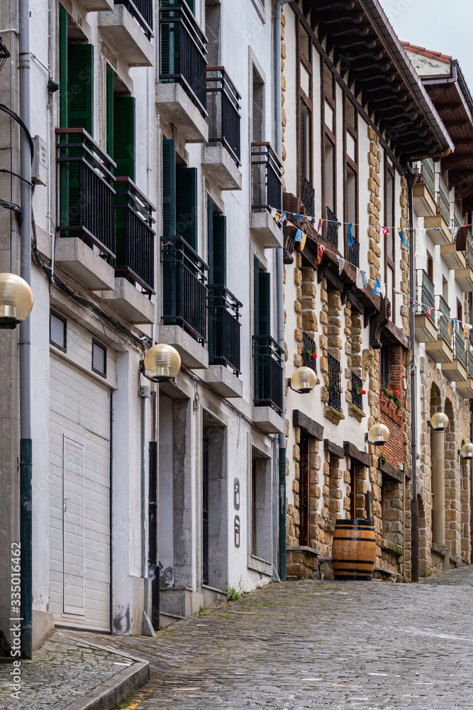 Fototapeta premium Street with houses and architecture of Basque Country, Spain