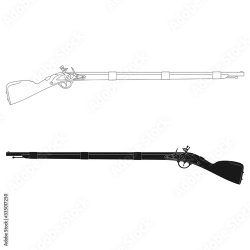 Vector monochrome icon with Antique Rifle