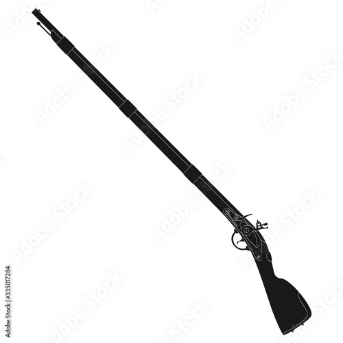 Vector monochrome icon with Antique Rifle