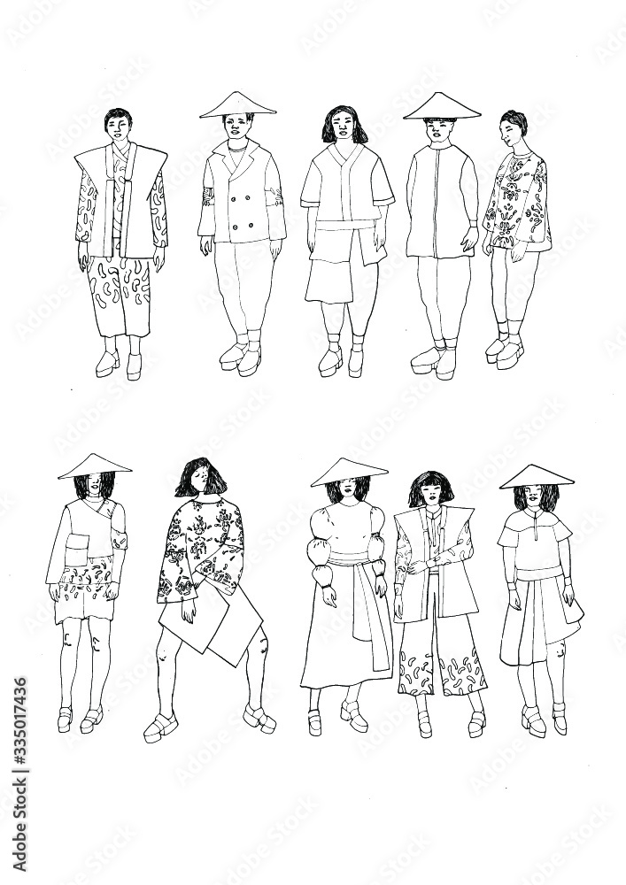 Set of minimal fashion line up clothing illustration Set of minimal fashion line up clothing illustration