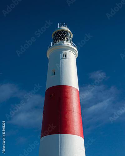 Looking up at Portland Bill lighthouse, Isle of Portland, Dorset, UK