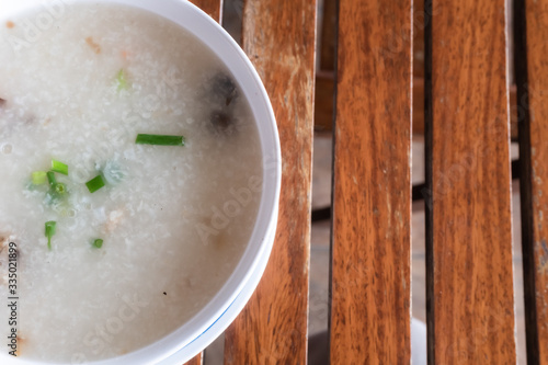 Cuadro en lienzo Mush. Boiled rice with pork. Boiled