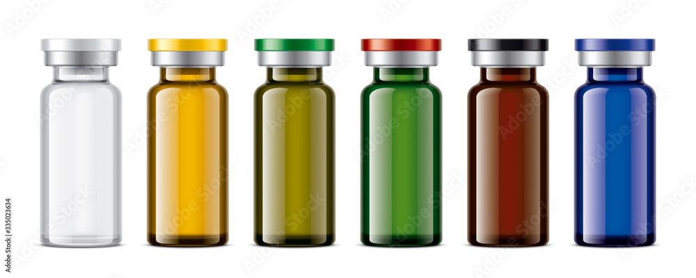 Colored Glass Bottles set. Colored Glass Bottles set.