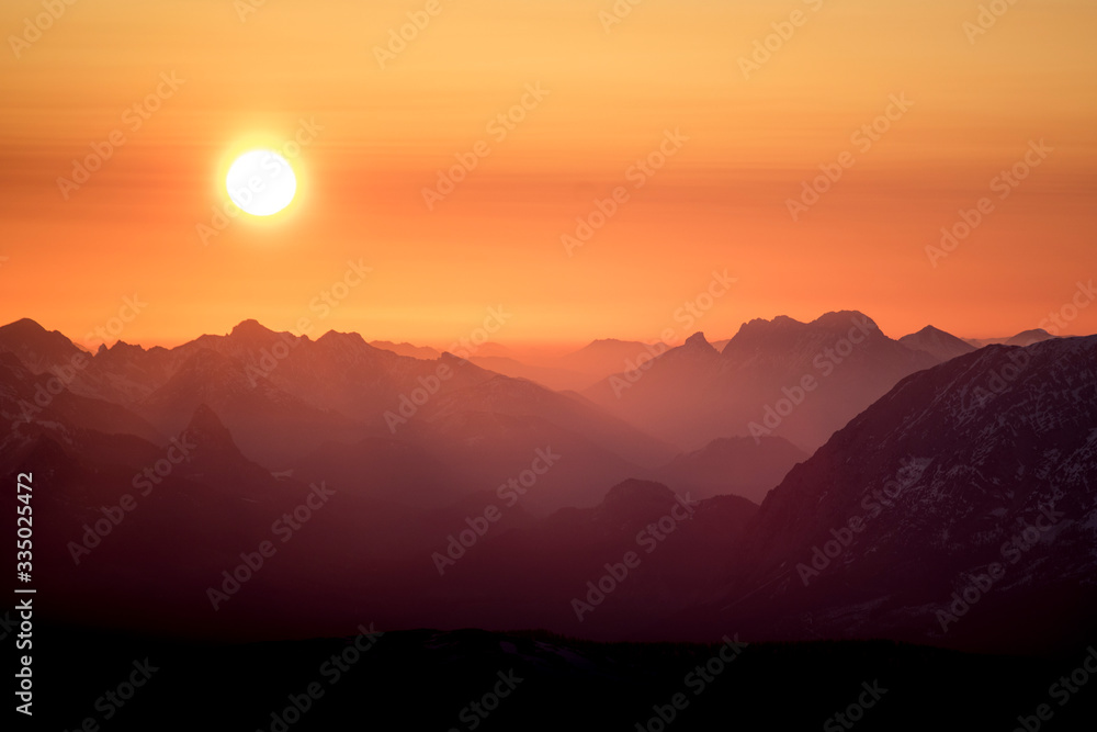 Sunrise photographed from the Dachstein Sunrise photographed from the Dachstein