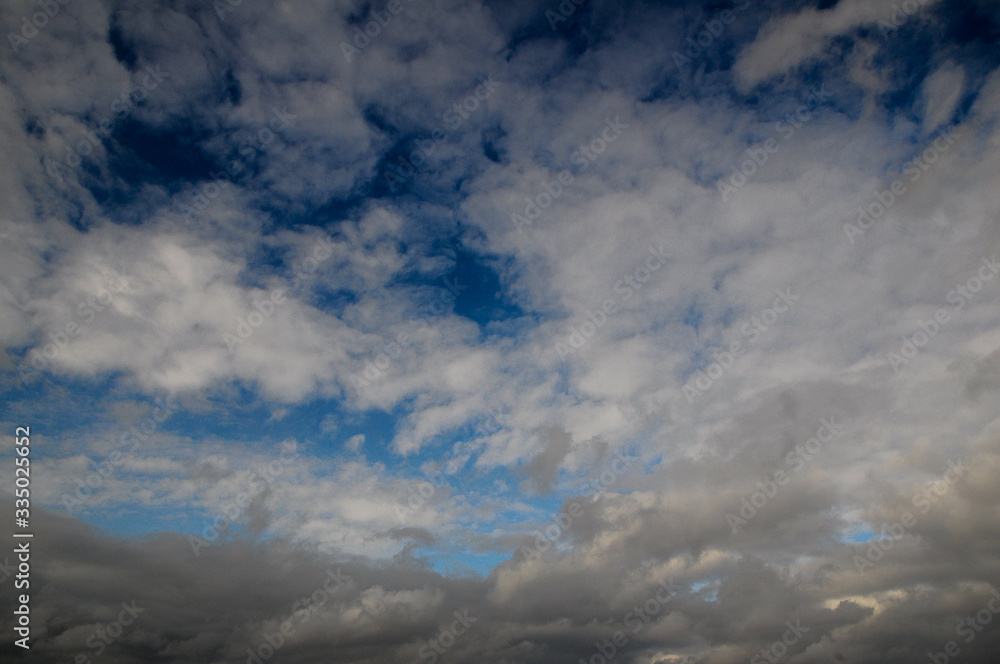 blue dark sky with thick clouds