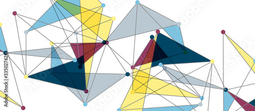 Line points connections, triangular technology design. Abstract geometric background