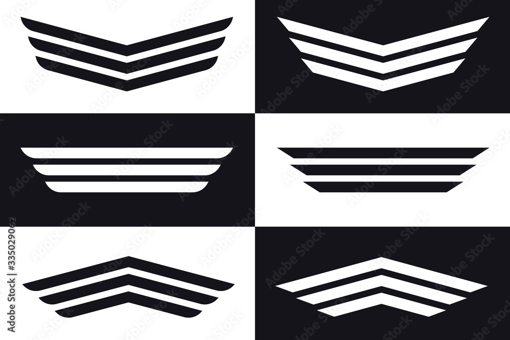 Wings Vector Collection. Simple Wing Silhouette for Heraldry, Tattoo ...