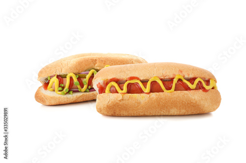 Two hot dog isolated on white background