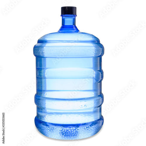 Water gallon in blue plastic isolated on white background with clipping path.