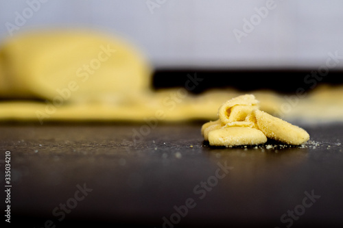 homemade Italian pasta with flour in the coronavirus quarantine period