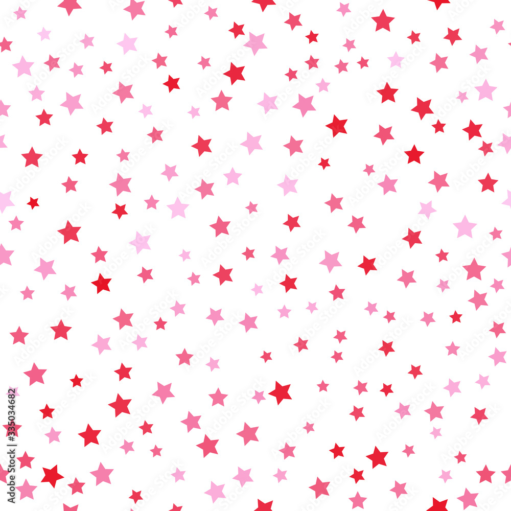 Abstract geometric seamless pattern with red halftone stars on white background. Template design for web page, textures, card, poster, fabric, textile.