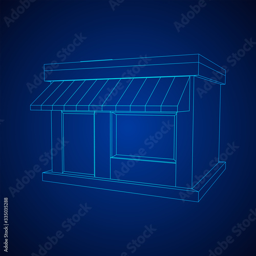 Shop market store. Small business concept. Wireframe low poly mesh vector illustration.