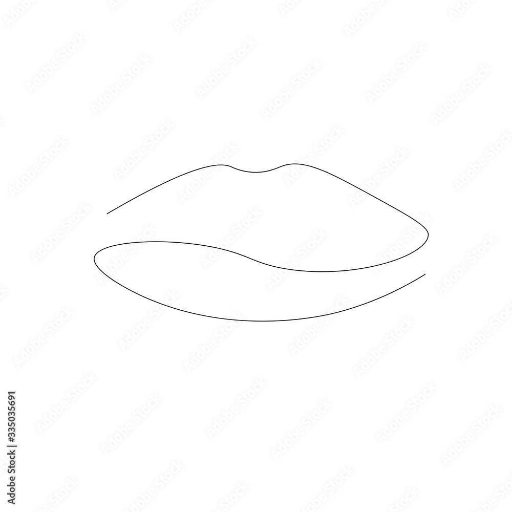 Lips silhouette, line drawing vector illustration Lips silhouette, line drawing vector illustration