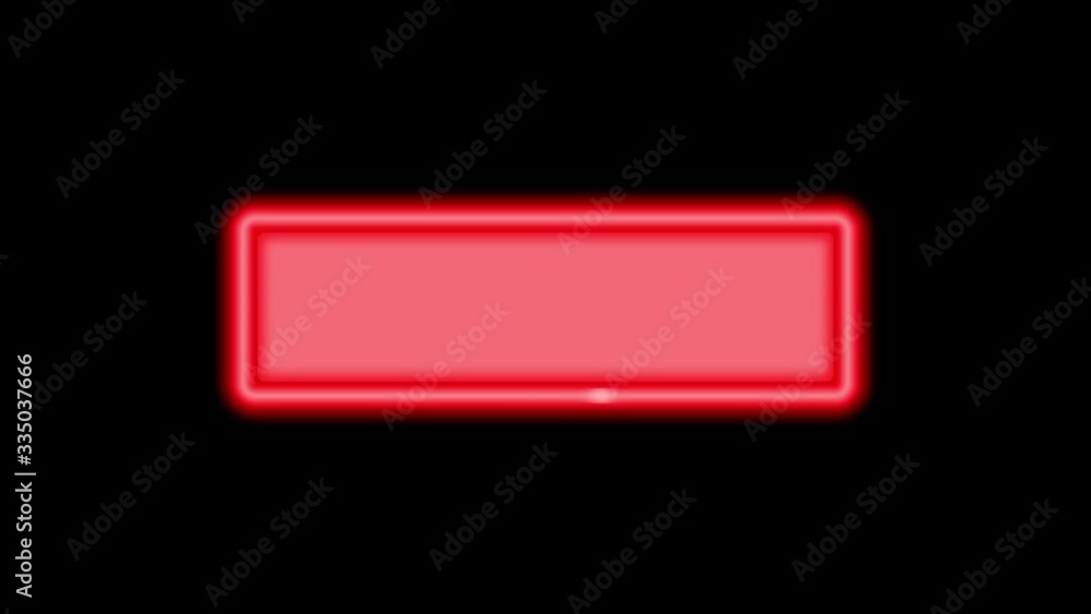 Neon glow red box on black background. Blank sample frame for text or title. Animated video Neon glow red box on black background. Blank sample frame for text or title. Animated video