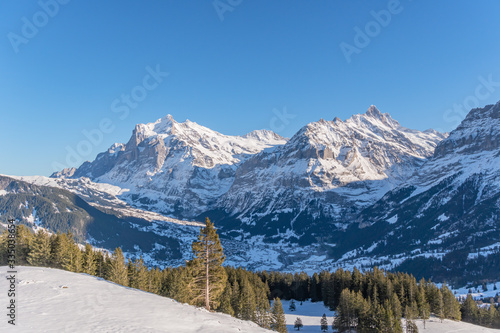 Verschneite Winterlandschaft in den Schweizer Bergen photo