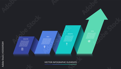 Vector infographic growth concept with 4 steps. Can be used for web design, timeline, diagram, graph, chart, business presentation. photo