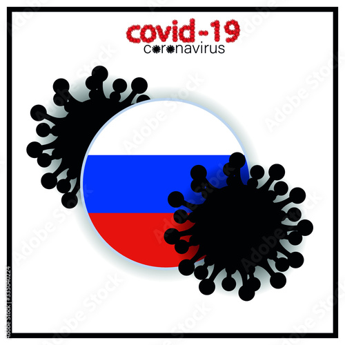 infection with a dangerous virus in Russia. COVID-19 Inscription Logo on a white background. Coronavirus. Pandemic icon photo