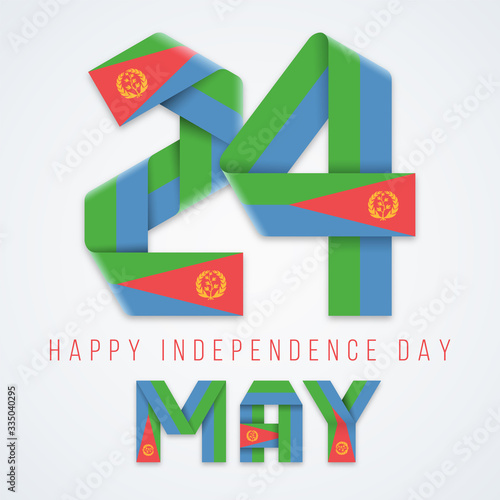 May 24, Independence Day of Eritrea congratulatory design with Eritrean flag elements. Vector illustration.