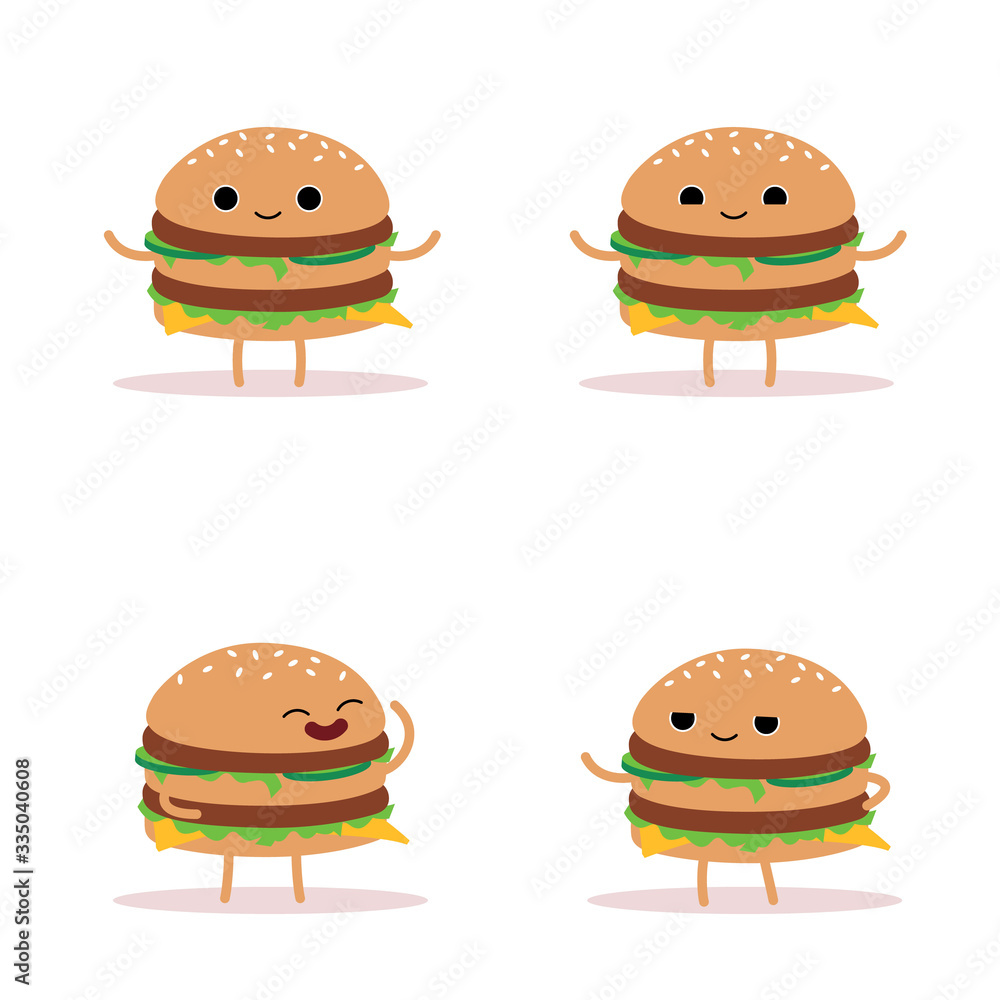 set of cartoon hamburger Stock Vector | Adobe Stock