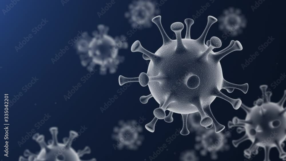 Microscopic view of virus, Novel coronavirus COVID-19-19. Seamless loop Microscopic view of virus, Novel coronavirus COVID-19-19. Seamless loop