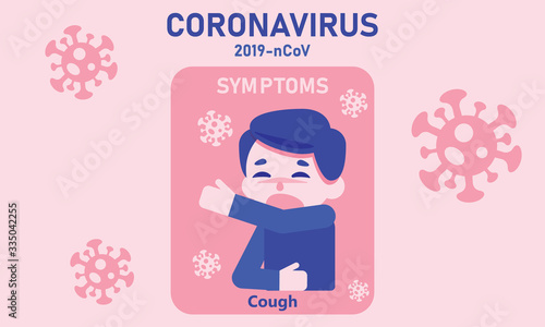 Symptoms of Coronavirus 2019-nCoV COVID-19 infographic. A man have a Cough. flat vector cartoon design.