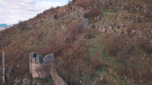 Ottoman Fortress Spuž, Stone Towers and Walls. Tursko Utvrdjenje Spuska Glavica sa Kamenim Zidovima i Kulama. photo