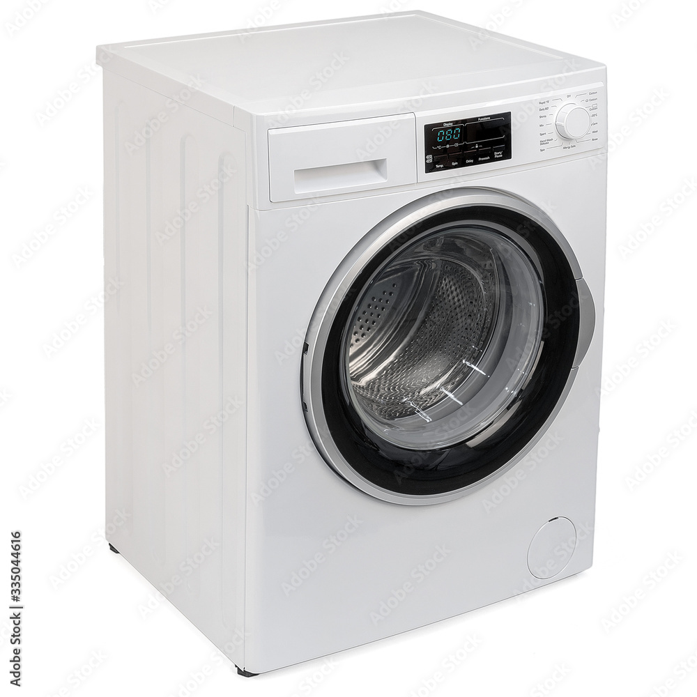 Fototapeta premium Front loading washing machine isolated on white background