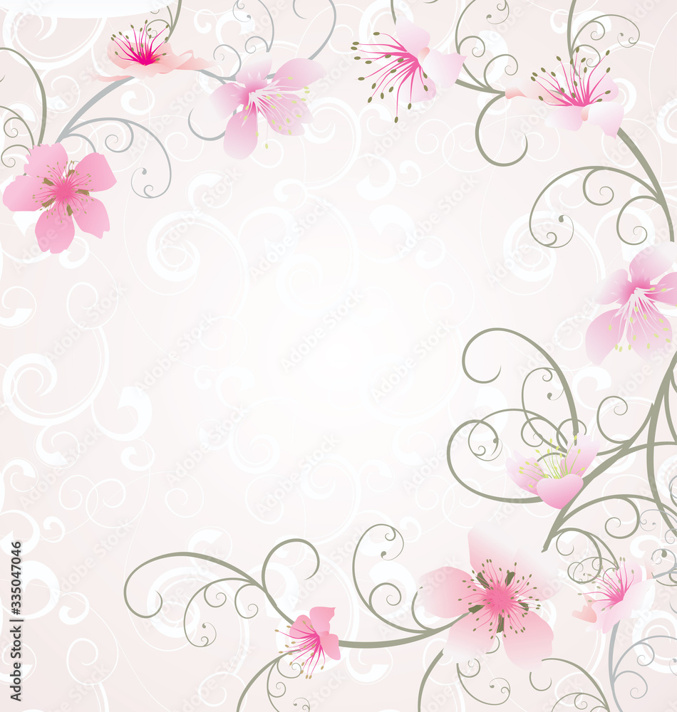 pink flowers flourishes frame pastel colors pink flowers flourishes frame pastel colors