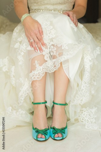 a beautiful green bridal shoes