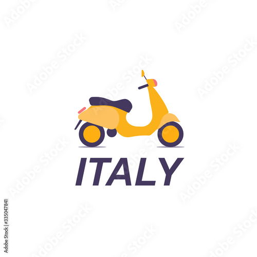 cute colorful pastel scooter transport vintagewith italy text inscription