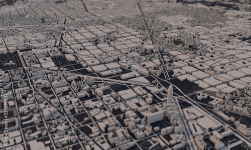 Photography Barcelona, Spain city map 3D Rendering. Aerial satellite view.
