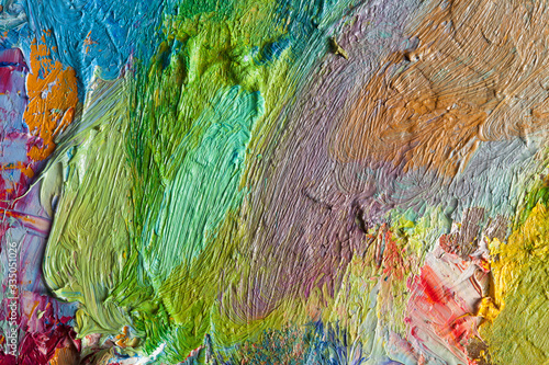 Background image of bright oil-paint palette closeup