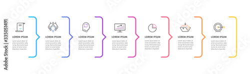 Vector Infographic thin line design with icons and 7 options or steps. Infographics for business concept. Can be used for presentations banner, workflow layout, process diagram, flow chart, info graph