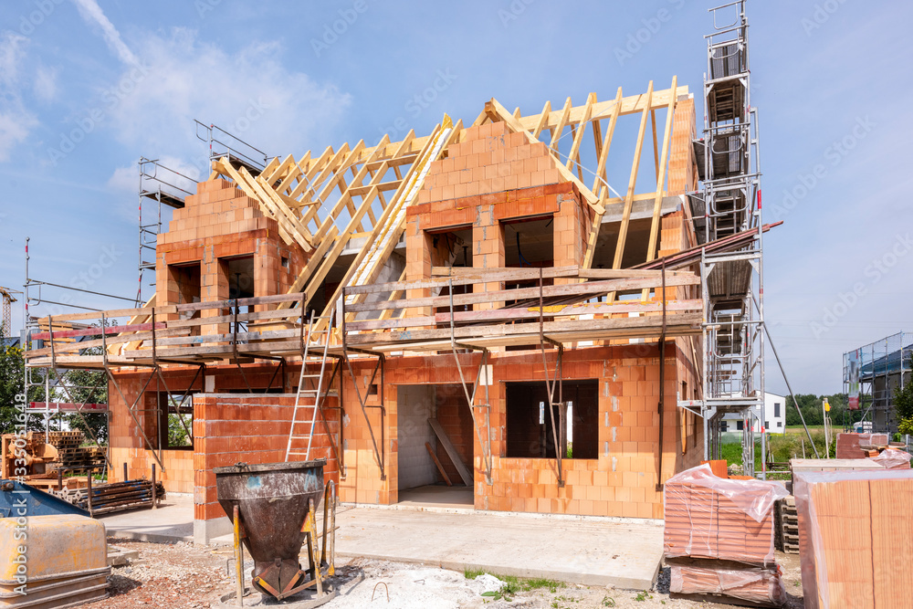 Construction site of a newly built house Construction site of a newly built house