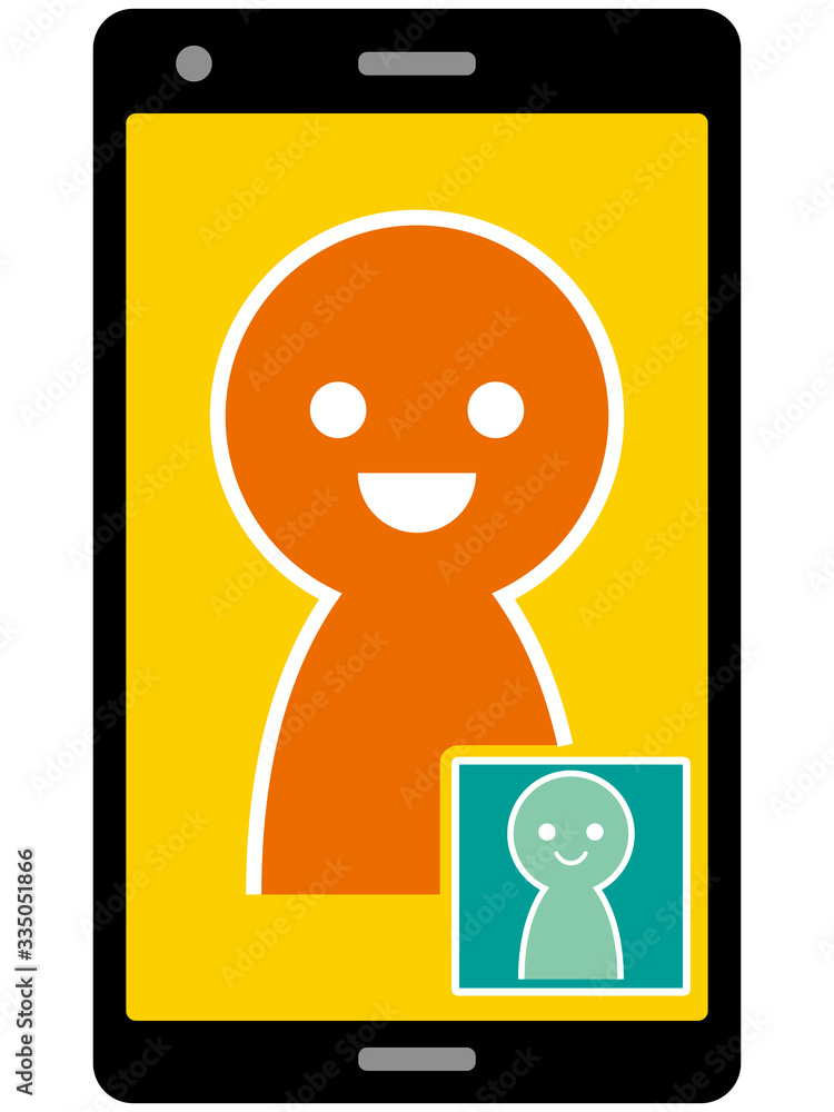 かわいいシルエットのスマホ会議 カラー 背景あり Stock Vector Adobe Stock かわいいシルエットのスマホ会議 カラー 背景あり Stock Vector Adobe Stock