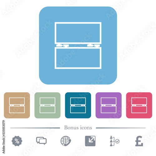 Empty toolbox flat icons on color rounded square backgrounds