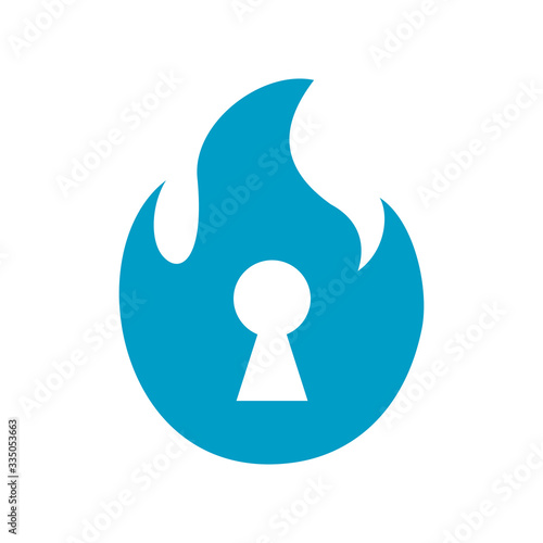 Fire and key hole logo concept design template elements