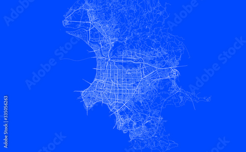 Blueprint of Tapei city, One Color Map, color change, Artprint