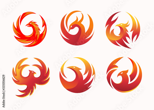 Tablou canvas simple and elegant phoenix circle vector illustration concept suitable for all kind business, accounting, legal, management, sport, security etc