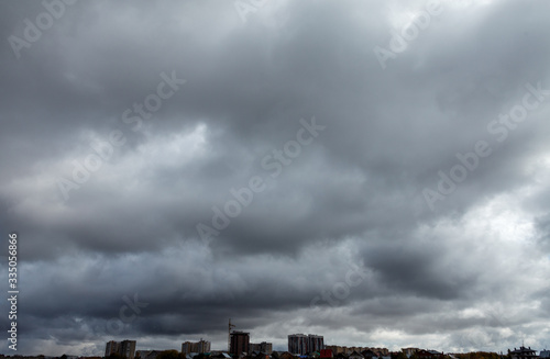 Full frame cloudy sky with skyline in the city