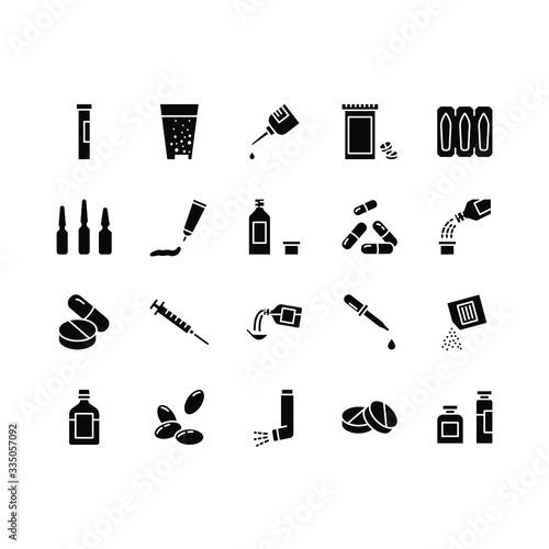 black and white icons set
