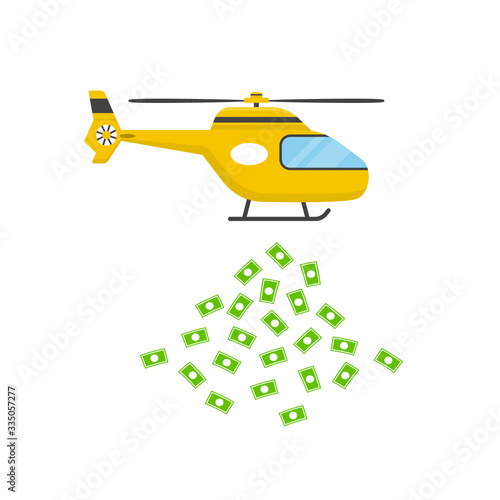 Helicopter money monetary policy finance concept vector flat illustration