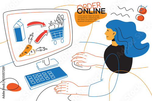 Order online - colorful flat design style banner