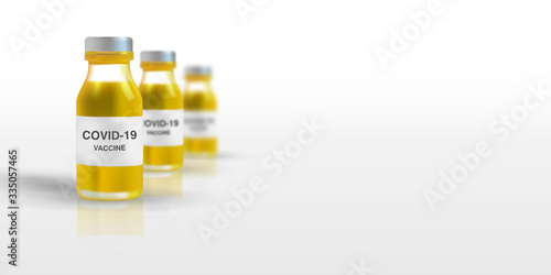 Realistic 3D illustration of vaccine for corona viruses cells template background. Novel Coronavirus (2019-nCoV)