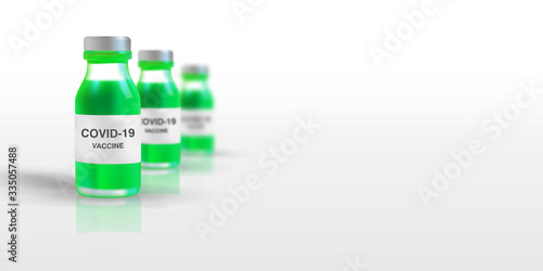 Realistic 3D illustration of vaccine for corona viruses cells template background. Novel Coronavirus (2019-nCoV)