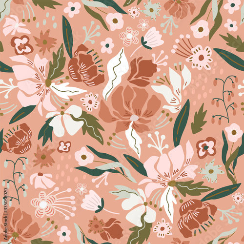 Seamless floral pattern. Creative flower texture. Great for fabric, textile vector illustration.