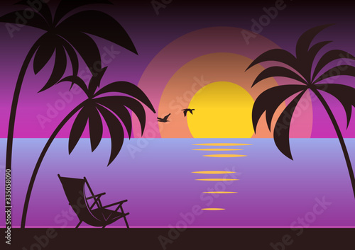 Tropical nature in sunset. Nature background